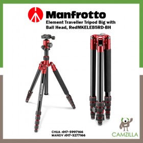 Manfrotto Element Traveller Tripod Big with Ball Head, Red MKELEB5RD-BH